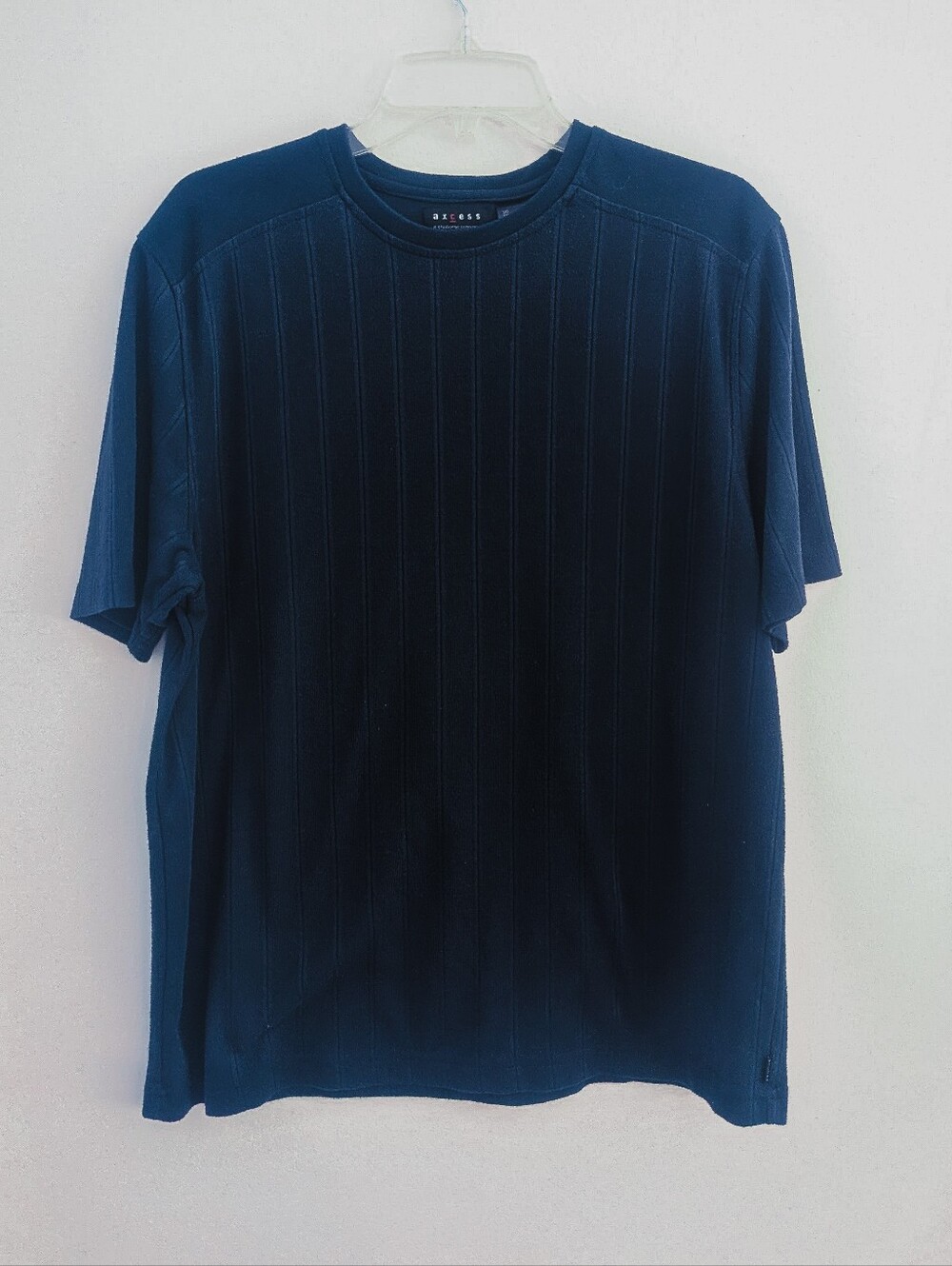 Axcess Men's Navy Short-Sleeve Ribbed Crewneck T-Shirt Size Large